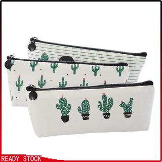 Bóp viết vải canvas in hình xương rồng dễ thương