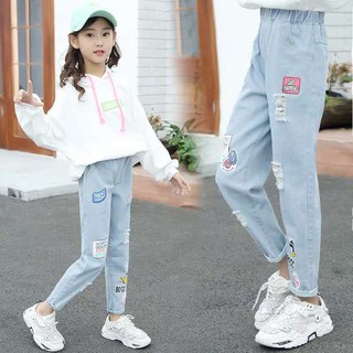 Quần Jeans Dài Ống Rộng Thời Trang Cho Bé Gái 520.vn