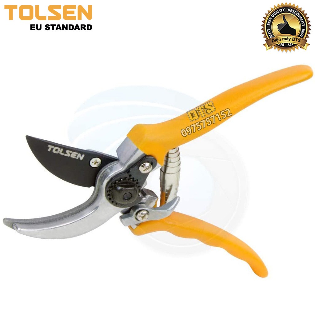 Kéo cắt cành trợ lực công nghiệp TOLSEN 200mm, lưỡi thép SK5 siêu sắc, kéo làm vườn chuyên nghiệp - Tiêu chuẩn Châu Âu