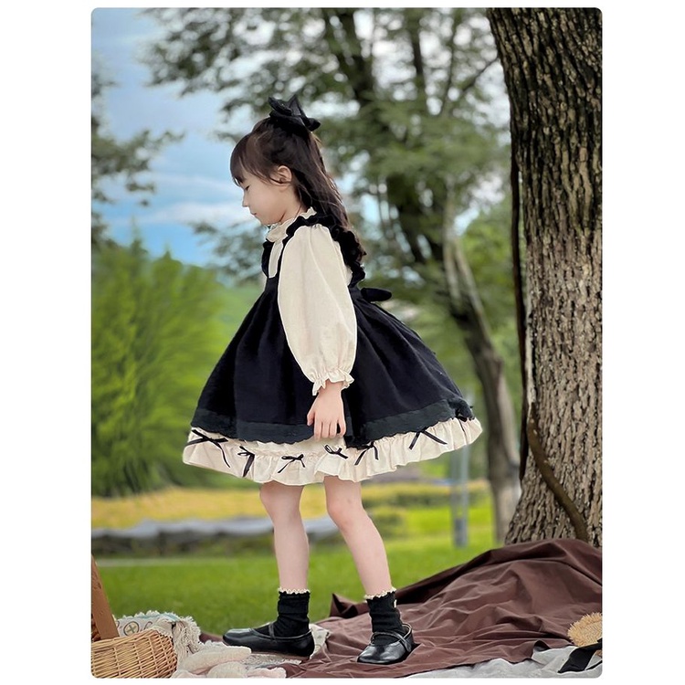 Đầm Công Chúa Phong Cách retro Thời Trang Xuân Thu Dành Cho Bé Gái 1-8 Tuổi