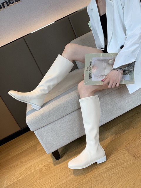 [Có Sẵn] Boots lửng cổ cao dưới gối da trơn mềm ôm chân đế 3cm phong cách ulzzang | BigBuy360 - bigbuy360.vn