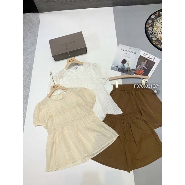 Set bộ thô pha ren áo tay con phối quần short lưng thun! Size: 40kg - 55kg