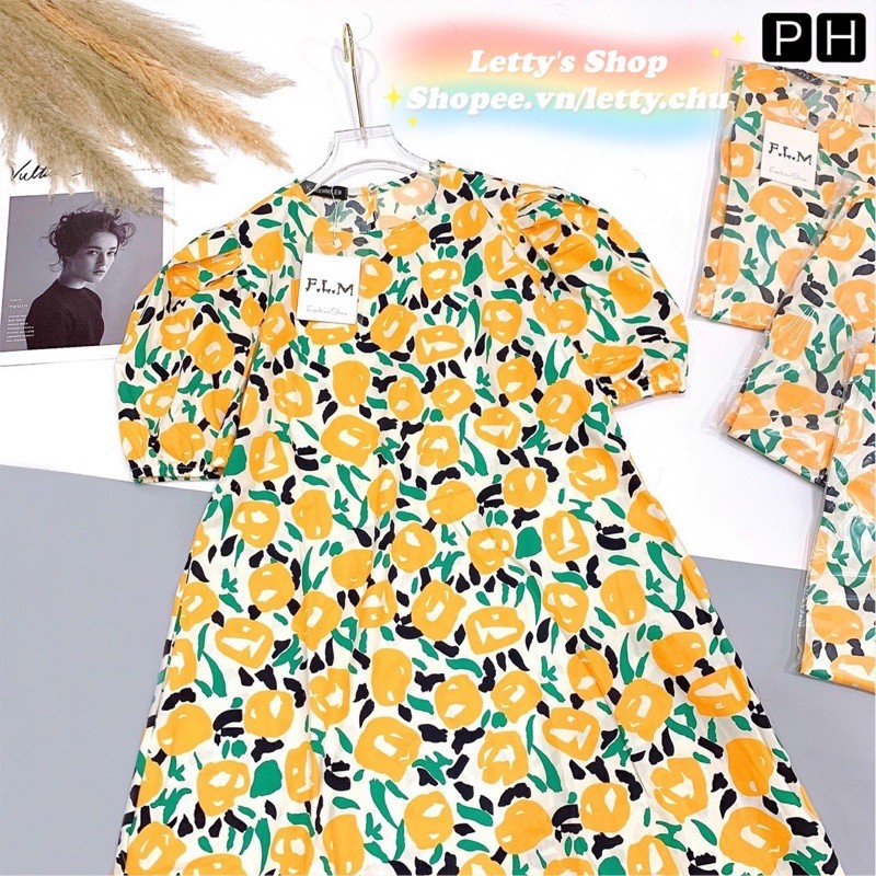 (SẴN SHIP) Váy thô hoa vàng mát mẻ, thanh lịch phong cách Hàn Quốc | BigBuy360 - bigbuy360.vn