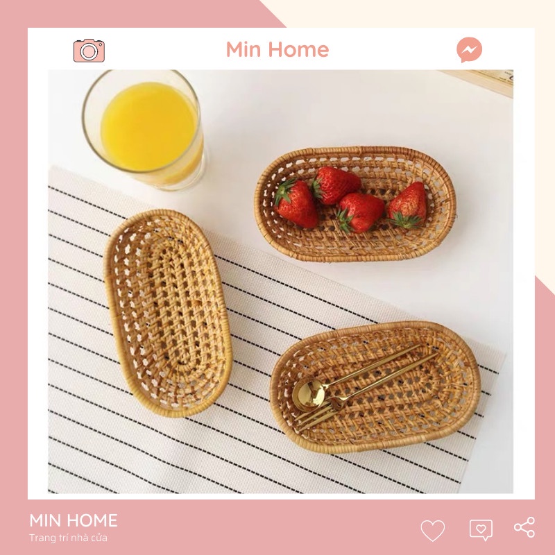 [HÀNG CÓ SẴN]  Giỏ Bánh Mì Kiểu Nhật Khay Đựng Trái Cây Bằng Mây Bộ đồ Ăn Châu Âu Giỏ Trái Cây Bằng Tre Đan.