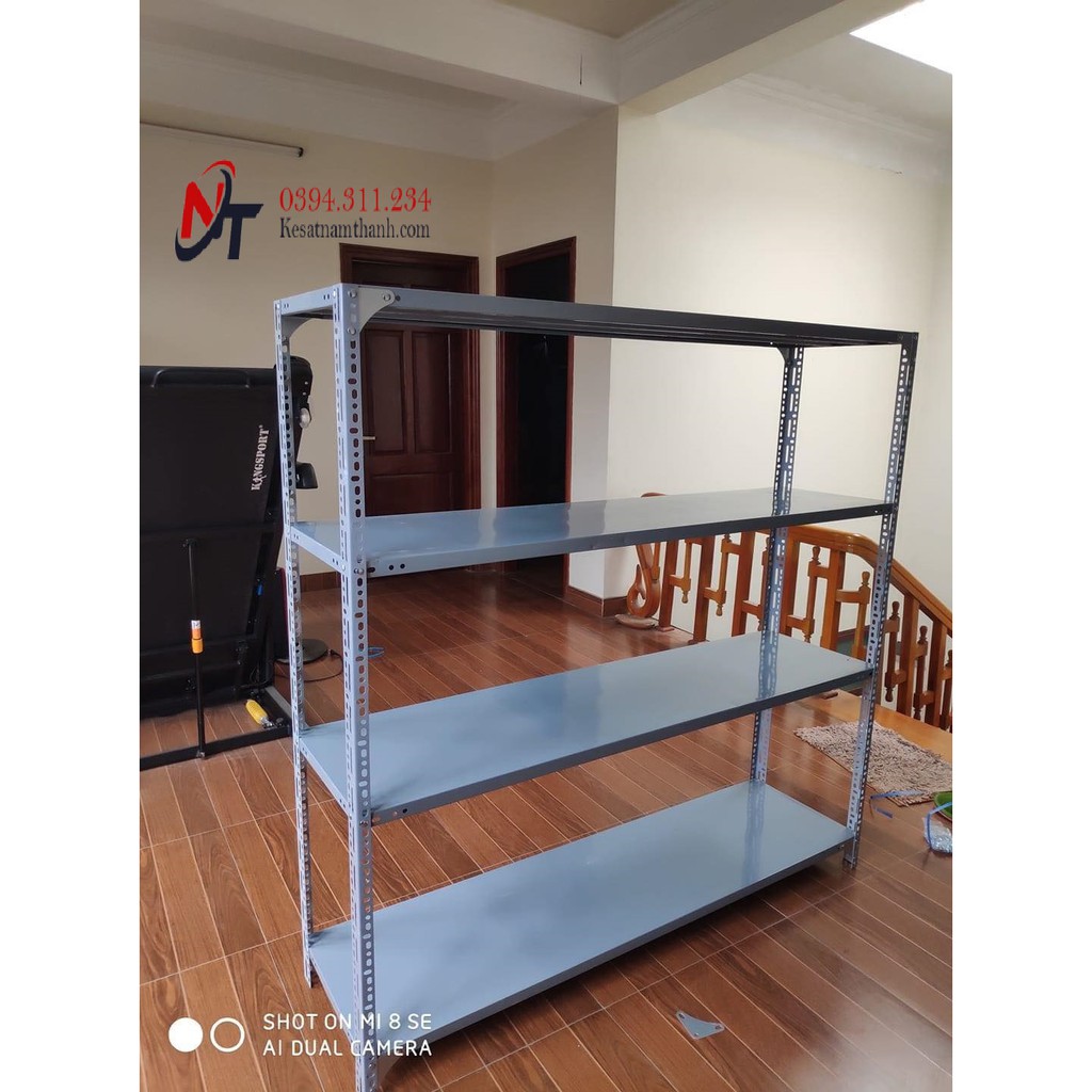 Kệ sắt v lỗ 4 tầng cao 1m5 x dài 1m5 x rộng 40