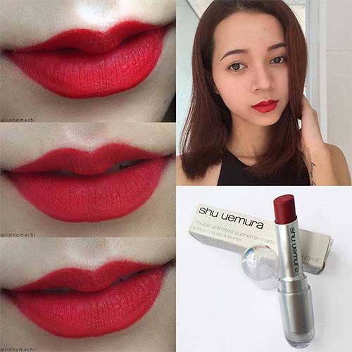 Son Shu Uemura Rouge Unlimited Matte RD165 Đỏ Thuần Chính Hãng