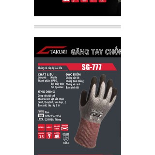 găng tay chống cắt cấp độ 5 takumi SG-777