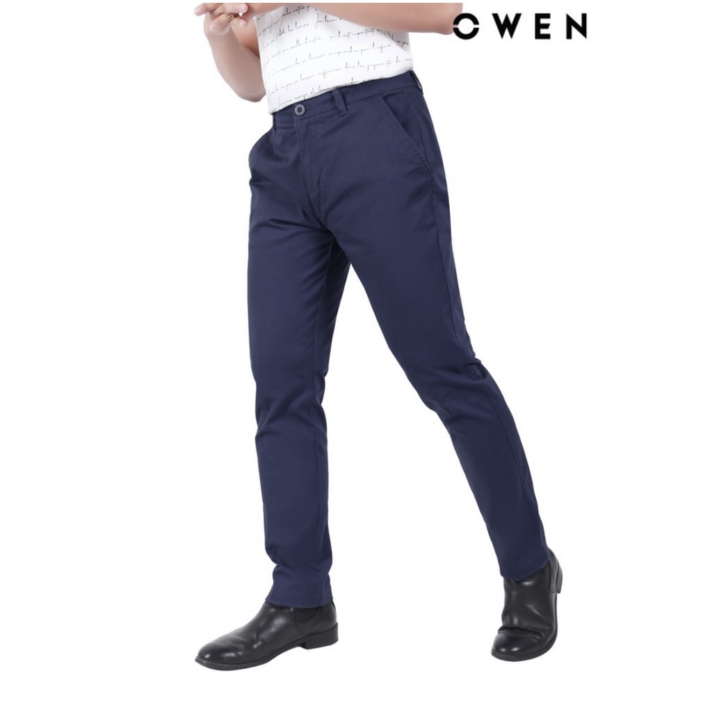 OWEN - Quần kaki nam Owen chất thô giấy mềm mại co dãn màu xanh navy 22370