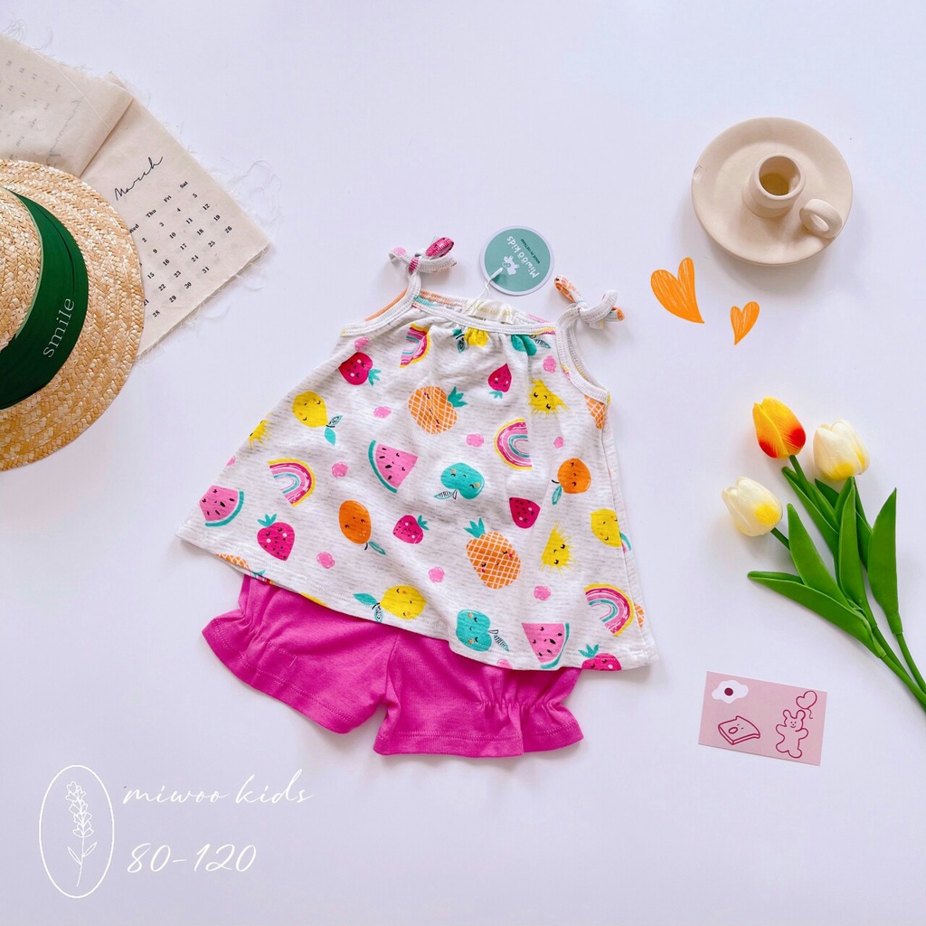 Bộ 2 dây cotton bozip cho bé gái