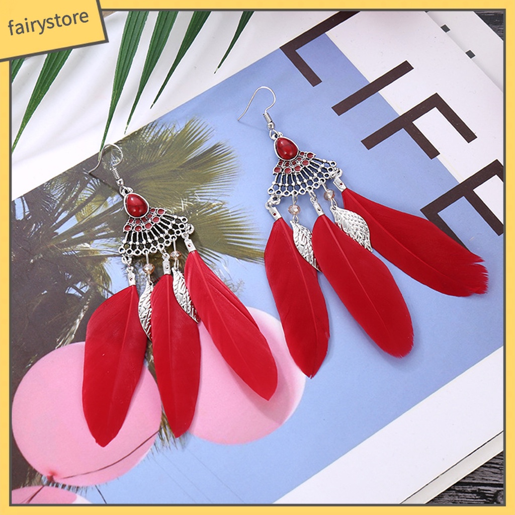 1 Đôi Bông Tai Lông Vũ Thời Trang Nữ Tính