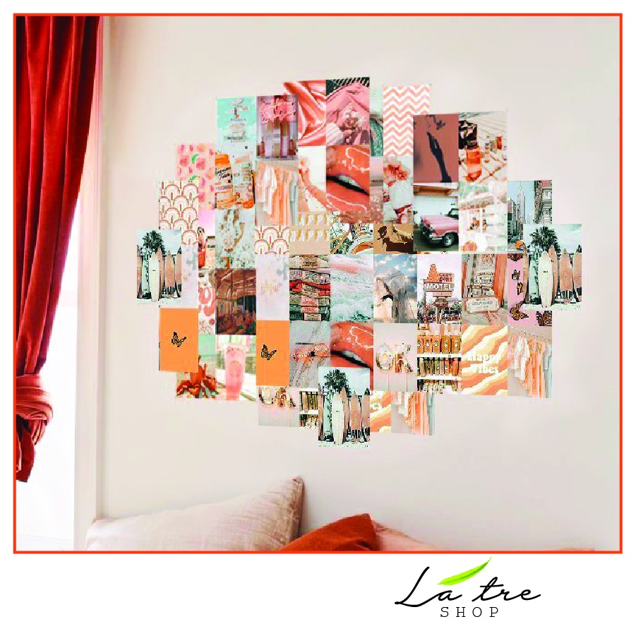Postcard vintage dán tường sticker cute decor decal theme Cam Đào Peach mẫu 5 1305