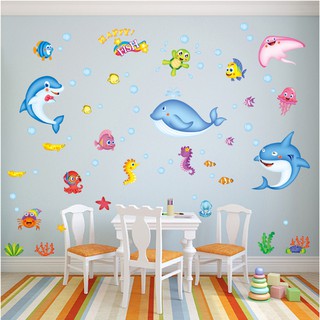 Decal trang trí tường Cá Heo Xanh