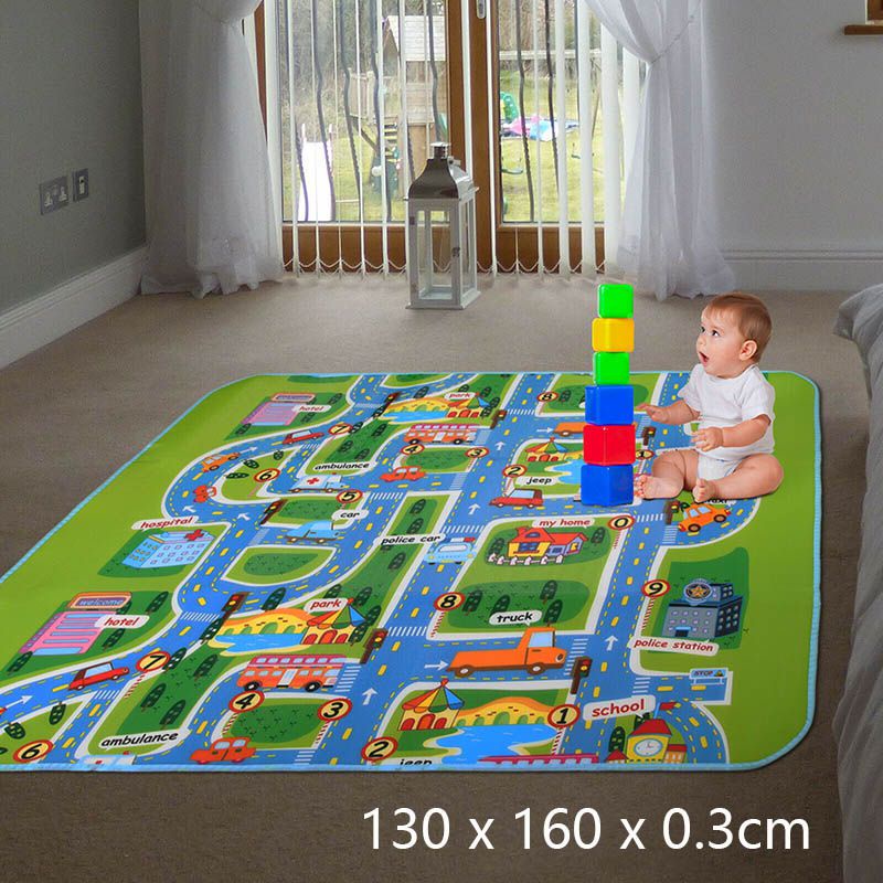 Thảm Chơi In Hình Bản Đồ Đường Phố 130x160cm Thú Vị Cho Bé