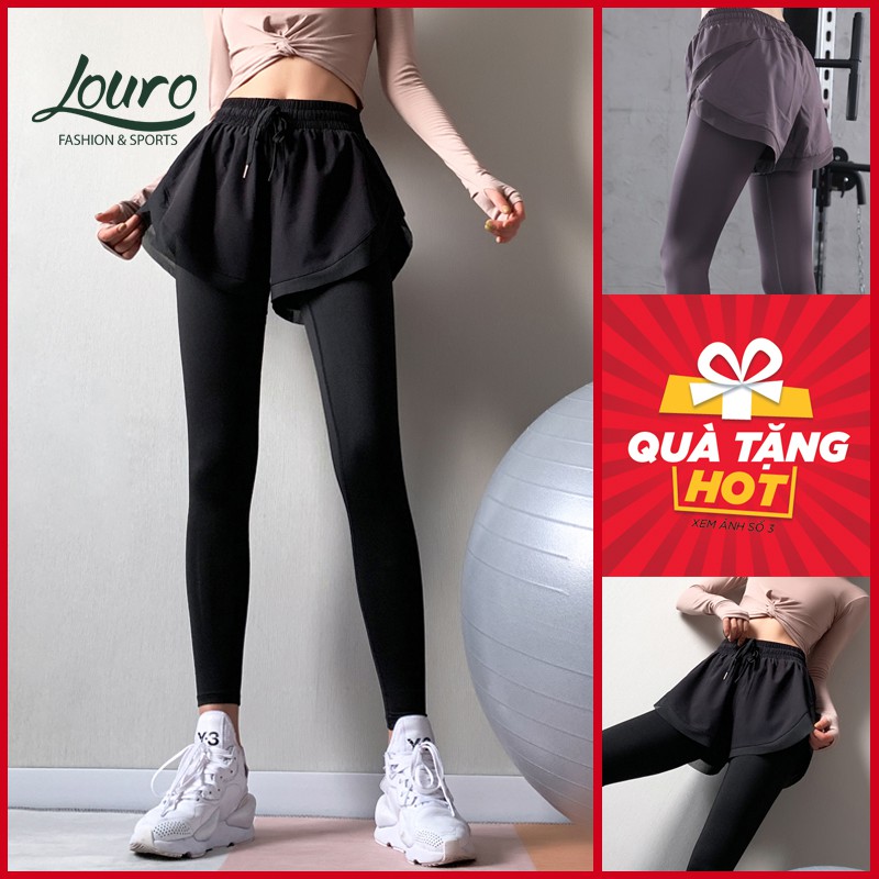 Quần tập Yoga nữ Louro QL31 có quần Short liền che khuyết điểm, co giãn 4 chiều, thoáng mát, tập Gym, Zumba