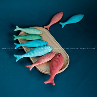Cá gỗ 3 màu trang trí, Cá gỗ handmade