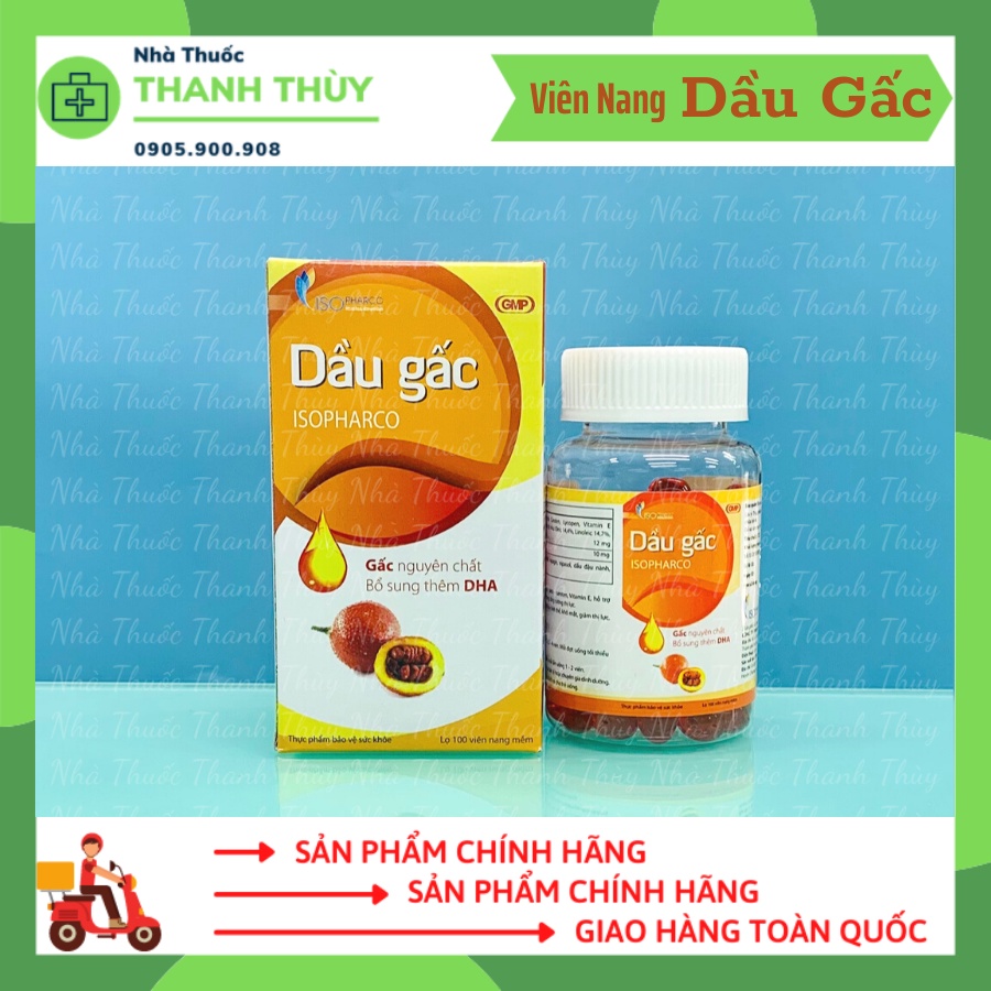 Dầu Gấc ISOPHARCO [Chai 100 Viên] Bổ Sung Thêm Dha, Hỗ Trợ Giảm Lão Hóa, Nâng Cao Sức Đề Kháng, Tăng Cường Thị Lực