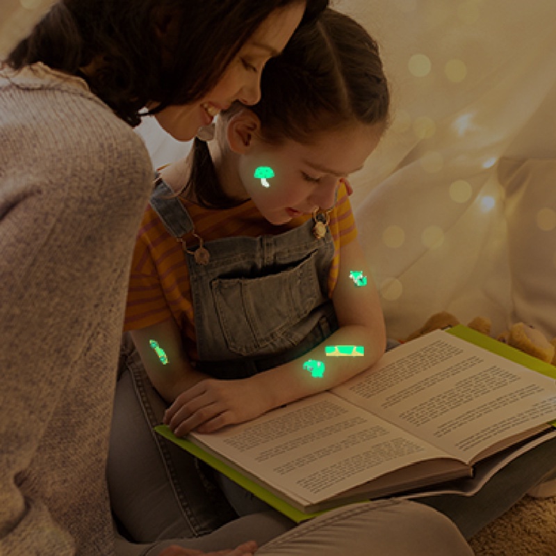 Set 5 tờ Hình Xăm Dán Phát Sáng Cá Bạch Tuột Rùa Cua Sao Biển Người Cá Sứa Legaxi