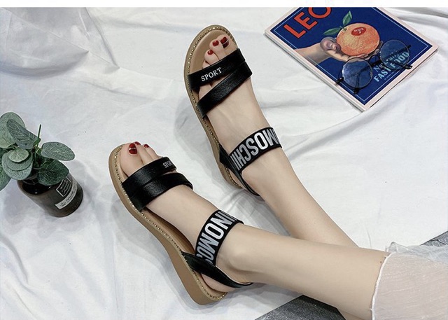 Sandal nữ quai ngang ⭐FREESHIP⭐ sandal da đế đúc moschi