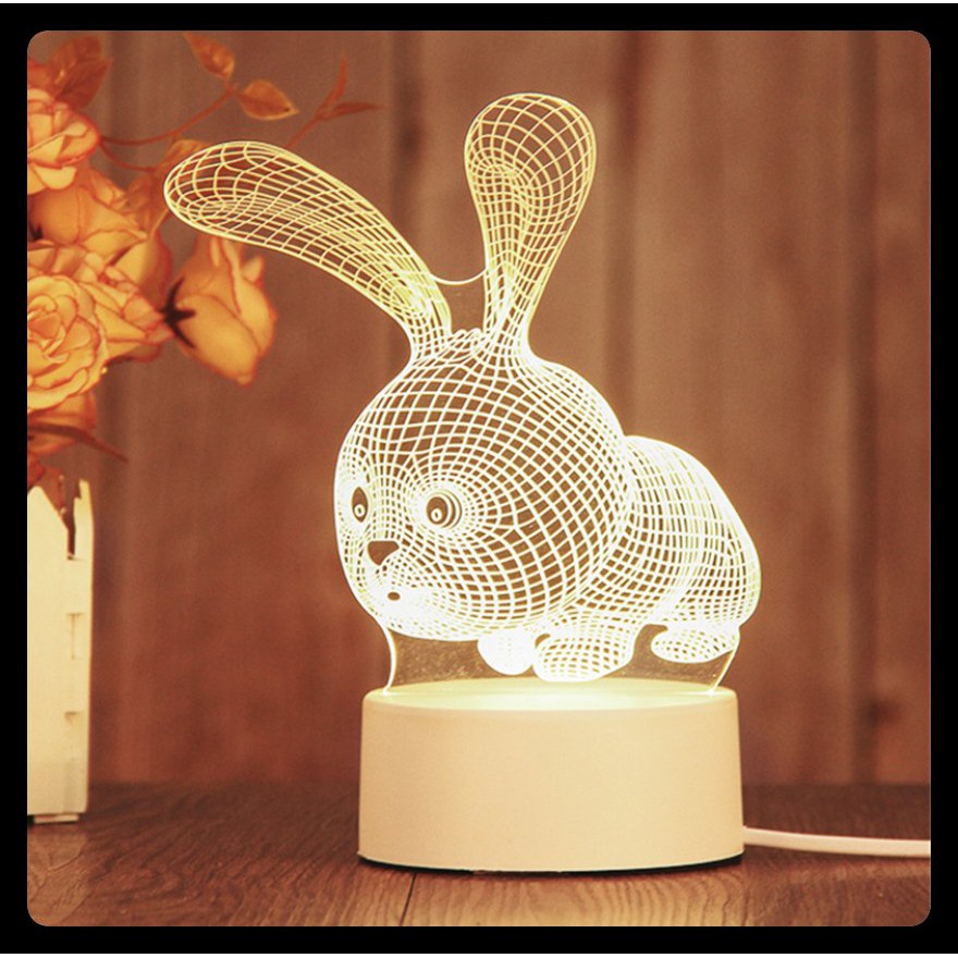 Quà tặng đèn 3d khắc hình siu ciu- Thỏ mập trang trí đẹp và ý nghĩa