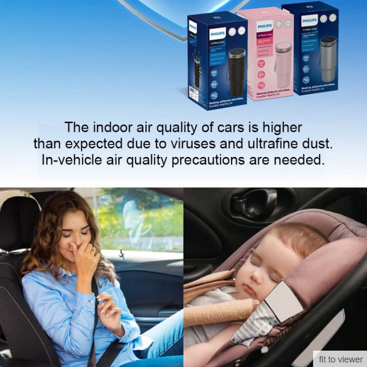 Máy khử mùi, lọc không khí dạng cốc trên xe ô tô, thương hiệu cao cấp Philips GP5601 Công suất 5.5W - Bảo hành 12 tháng