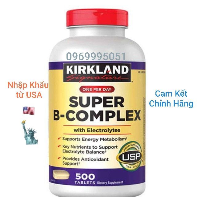 [ Date 10.22] Vitamin B tổng hợp  Super B Complex 500 viên Kirland | Thế Giới Skin Care