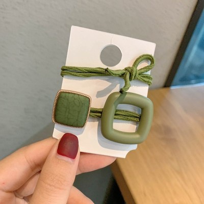 Dây Buộc Tóc Cao Su Co Giãn Mặt Hình Vuông Kiểu Hàn Quốc Ngọt Ngào Xinh Xắn Cho Bé Gái