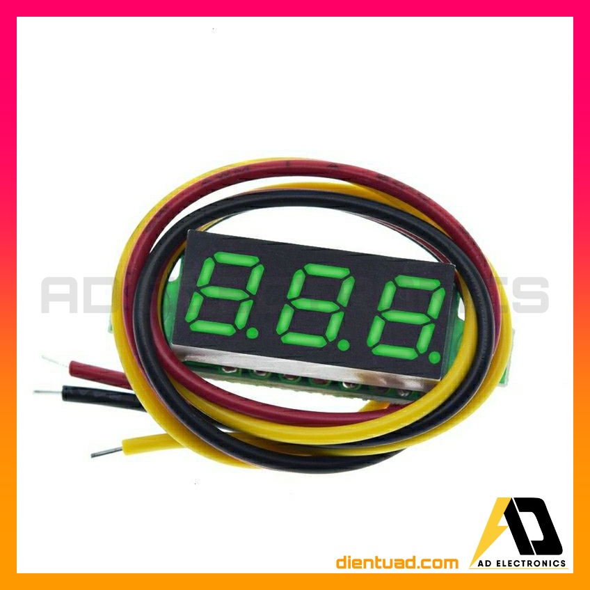 Vôn kế Báo Pin kỹ thuật số hiển thị LED 0.28 inch chất lượng cao, đo áp pin DIY đến 100VDC from dientuad