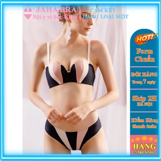 Bộ áo ngực không gọng kẻ dễ thương cao cấp