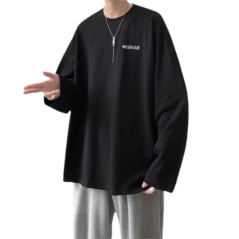 Áo Thun Tay Dài Dáng Rộng In Chữ Phong Cách Hip Hop Đường Phố Hàn Quốc Thời Trang Cho Nam Và Nữ M-5XL