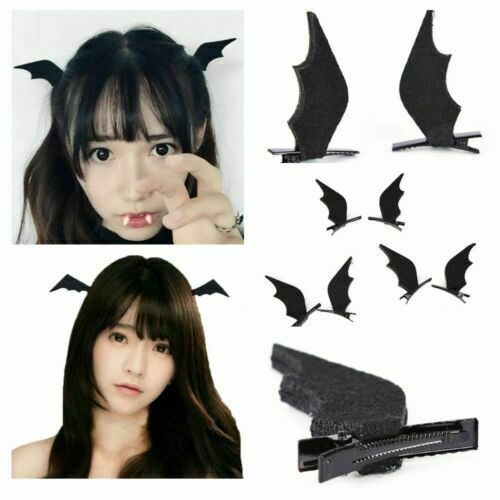 Cặp kẹp tóc cánh dơi màu đen hóa trang halloween