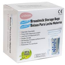 [Quà tặng] Túi trữ sữa Unimom (Hộp 60 túi 210ml) Tặng 1 ống bón sữa silicon mềm