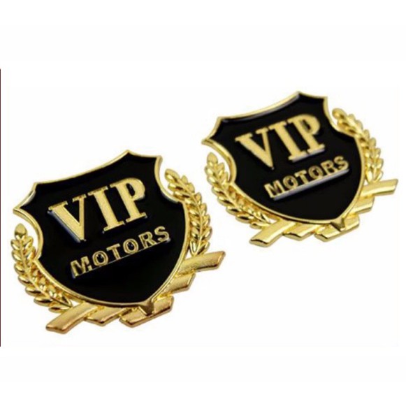 Bộ 2 Logo VIP Motors kim loại dán ô tô