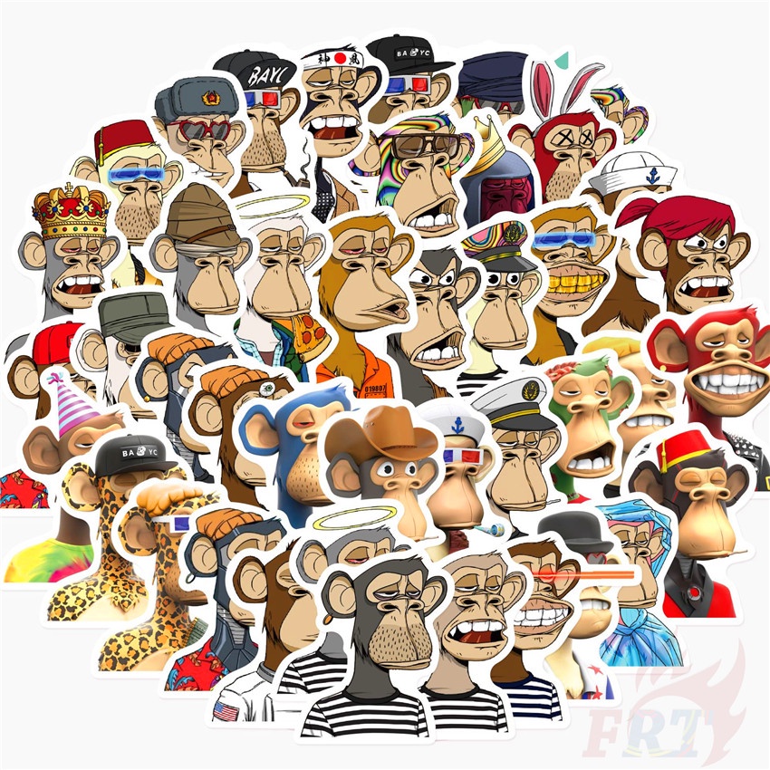 ❉ NFT Bored Ape Yacht Club Series 01 Stickers ❉ 60Pcs/Set DIY Fashion Waterproof Mixed Decals Doodle Stickers
