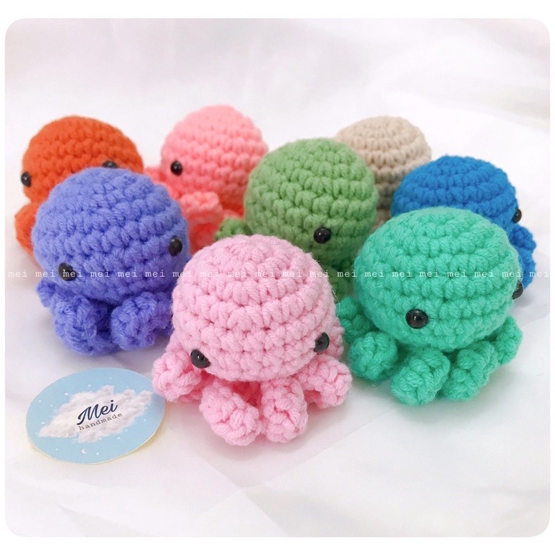 MÓC KHOÁ BẠCH TUỘC MINI LEN MÓC XINH XỈU- BẠCH TUỘC HANDMADE