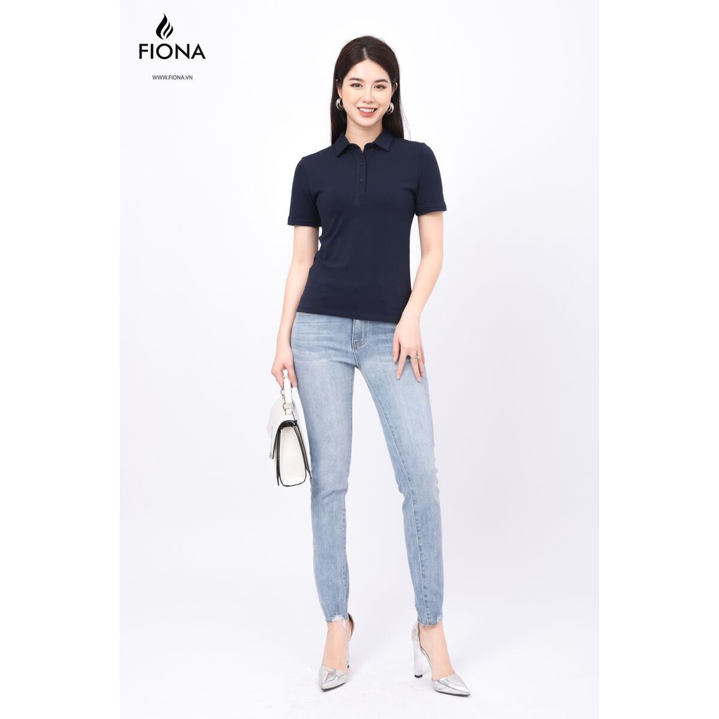 Áo thun nữ, bổ trụ mở khuy thân trước cửa tay lơ vê - F521183 [FIONA]