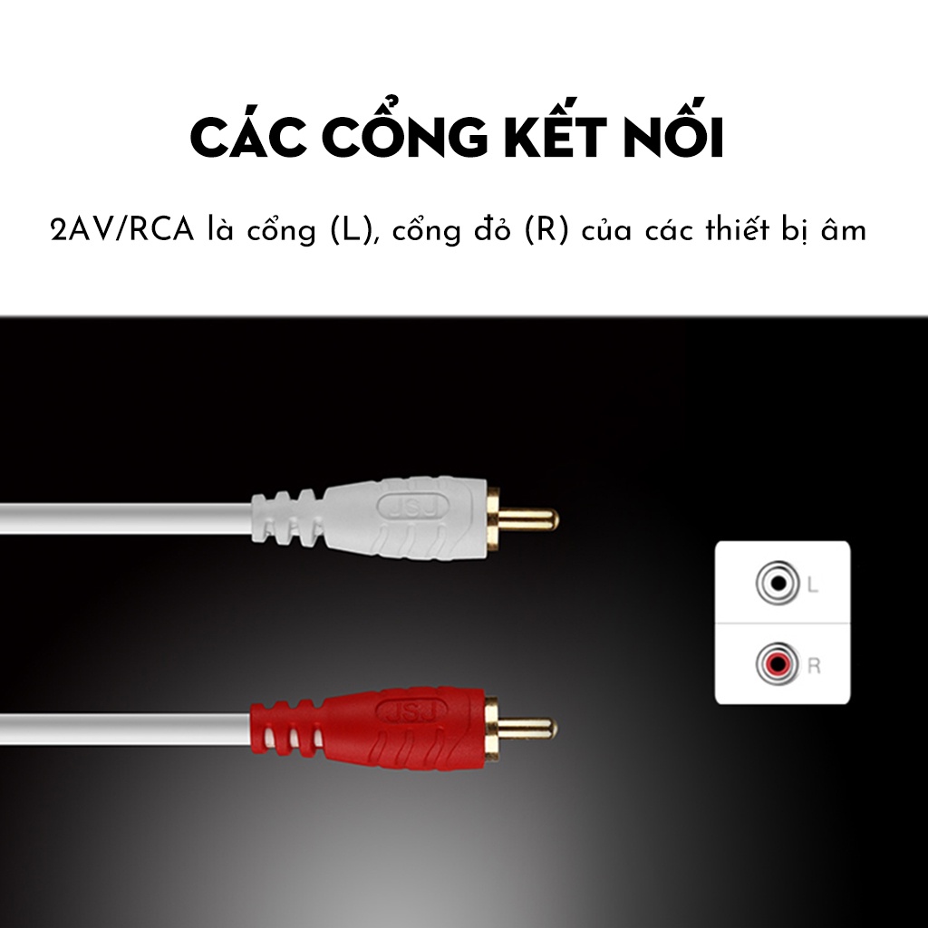 Dây tín hiệu 4 đầu hoa sen đầu av JSJ 4421 dài 1.8 mét đến 15 mét đầu cắm mạ vàng đảm bảo tín hiệu luôn truyền tải ổn