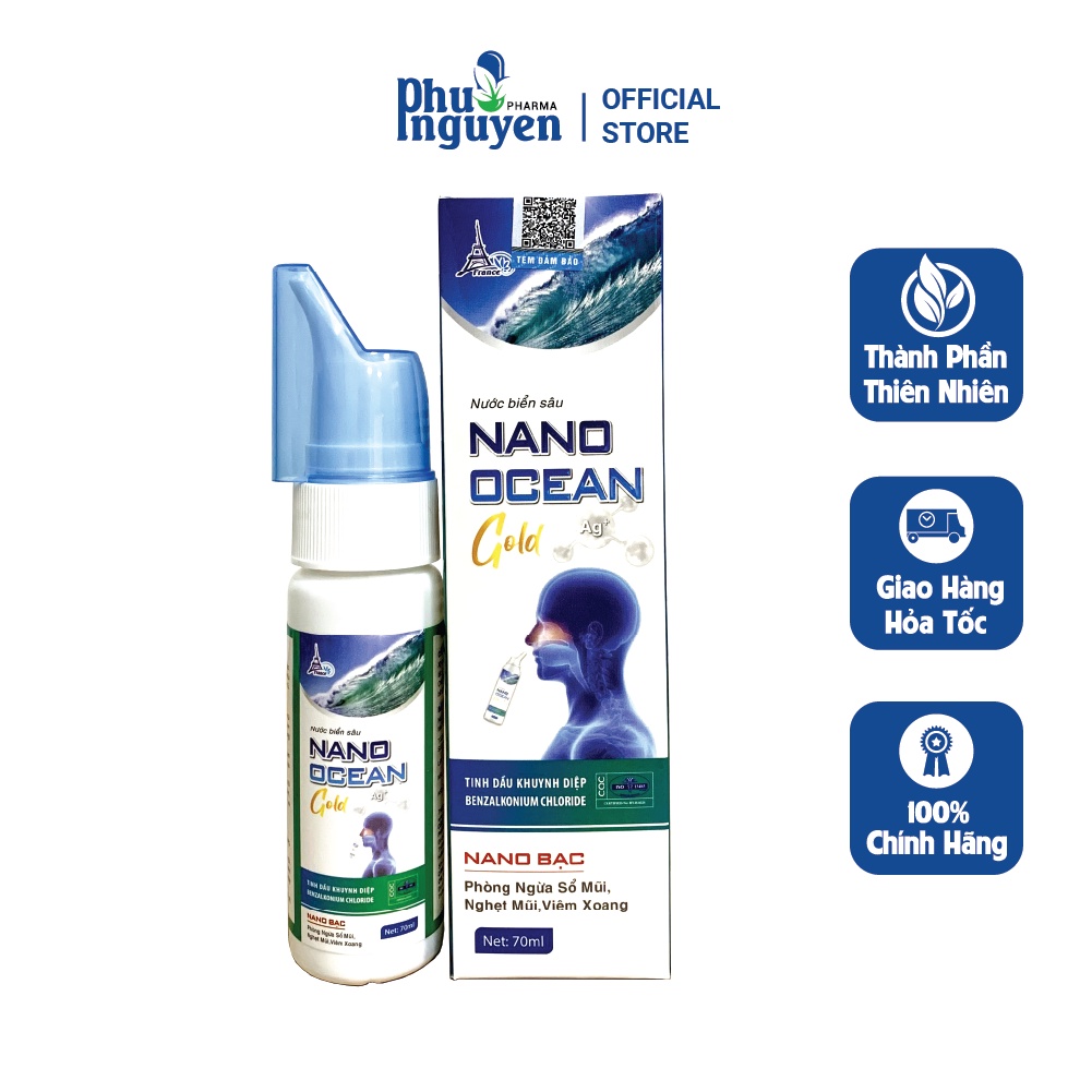 Nước muối biển sâu làm sạch, thông mũi ( người lớn ) Nano Ocean Gold- Chai/ 70ml