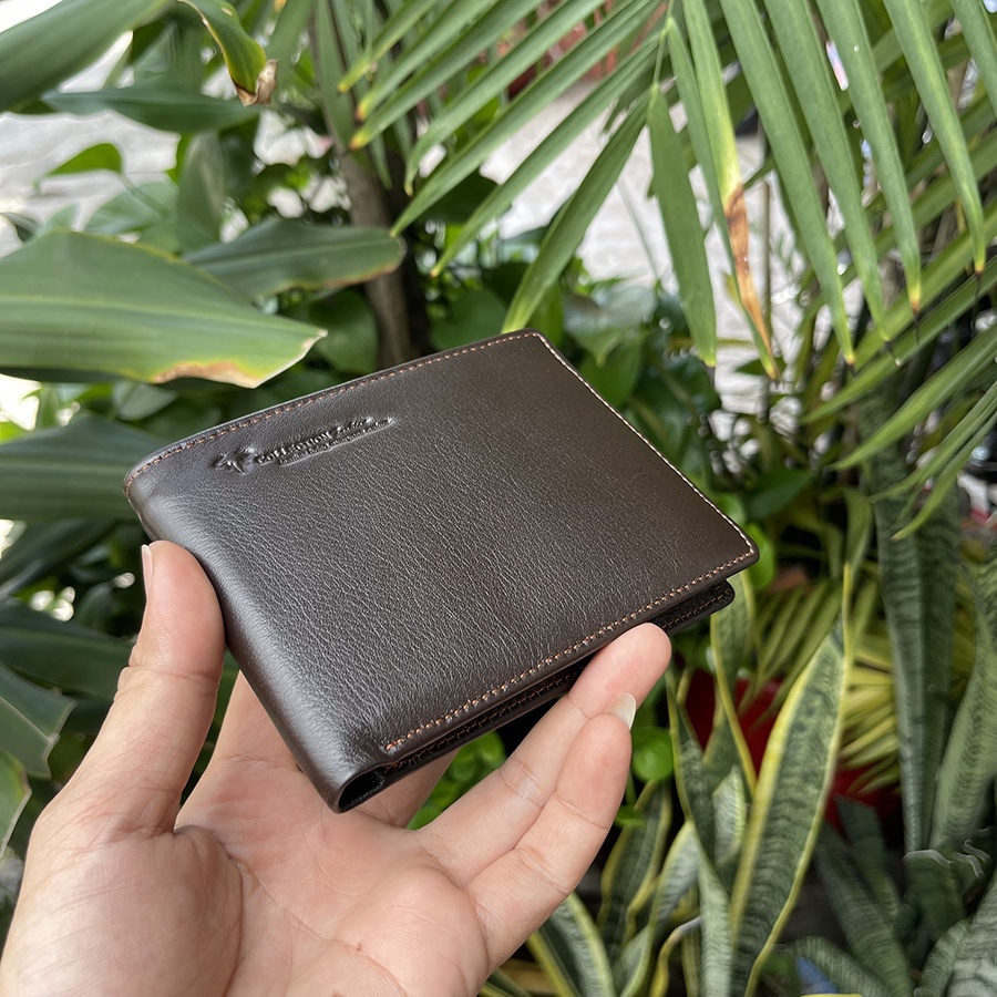 Ví Nam Da Bò Cao Cấp VB81 Dáng Ví Ngang Form Lớn Kích Thước 9.5 x 12.5cm Hai Màu Đen Nâu Bảo Hành Da 24 Tháng Full Hộp