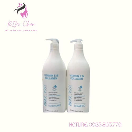 Cặp Dầu Gội, Xả BEST WAY VITAMIN E & COLLAGEN nuôi dưỡng và phục hồi 800ML. Rin_chan Store