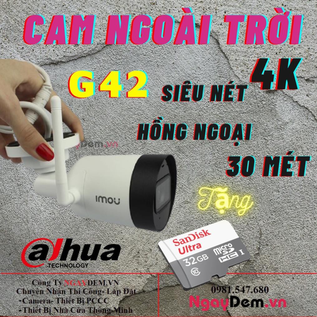 Camera Wifi IP Ngoài Trời Siêu Nét IMOU G42P 4K- Cam Ngoài Trời Chính Hãng Dahua-Hồng Ngoại 30 Mét ( BH 2 năm)