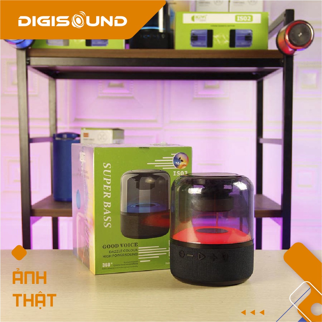 Loa bluetooth mini không dây cầm tay kết nối TWS ghép 2 loa, đèn nháy theo nhạc, Kiwi IS03