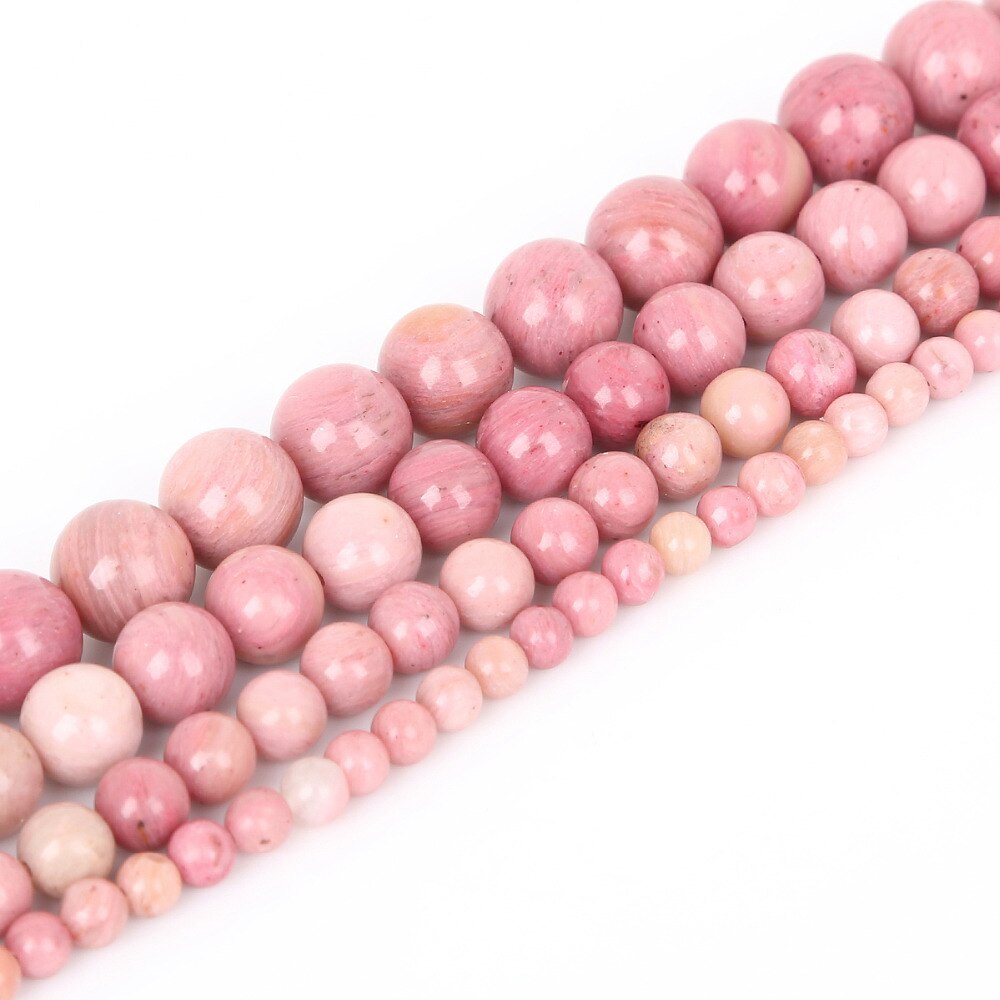 Chuỗi hạt đá rhodochrosite tự nhiên kích thước 4/6/8/10mm chuyên dùng làm đồ trang sức