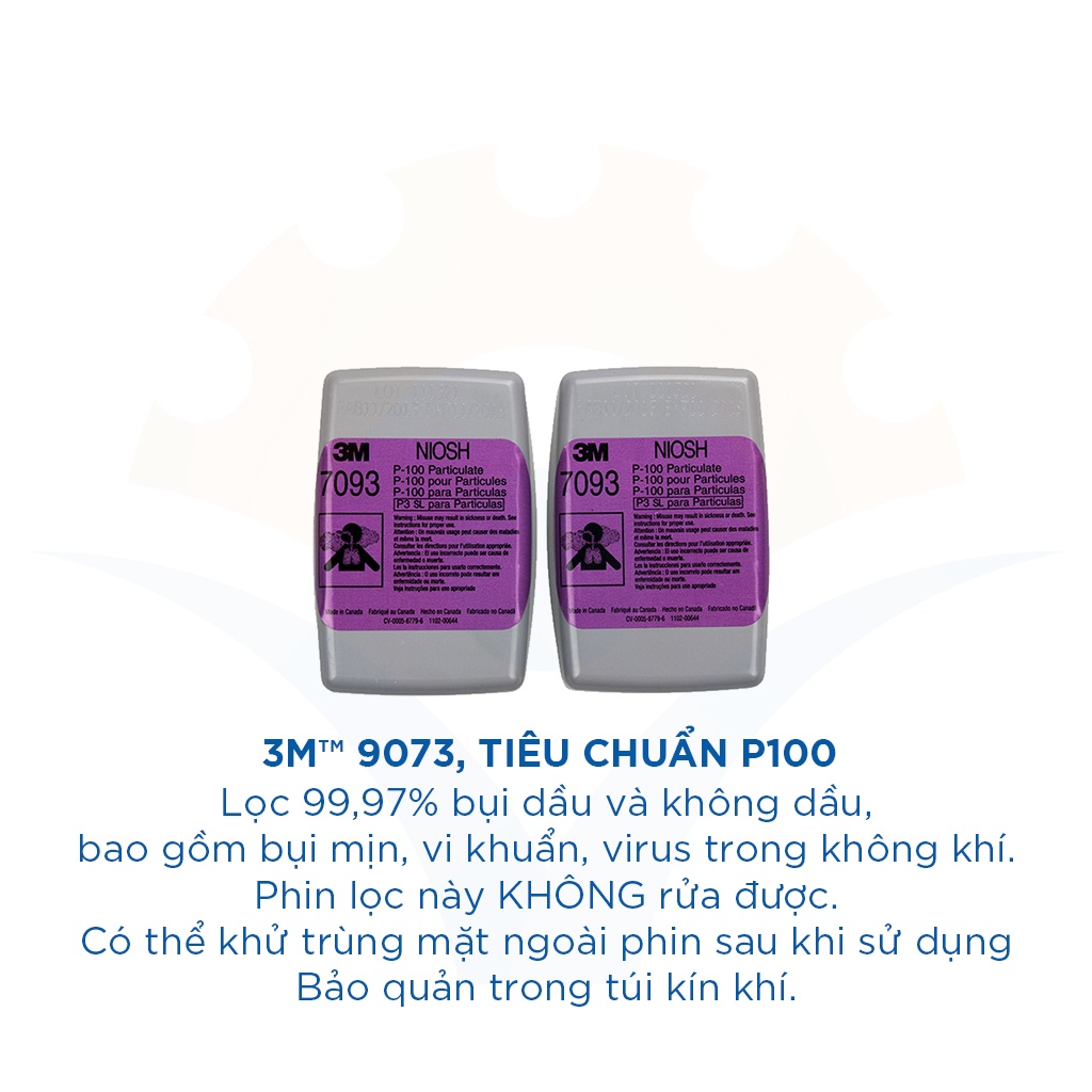Mặt nạ phòng độc 3M 6200-7093-P100-N95 lọc bụi mịn, bảo vệ hô hấp - Thinksafe
