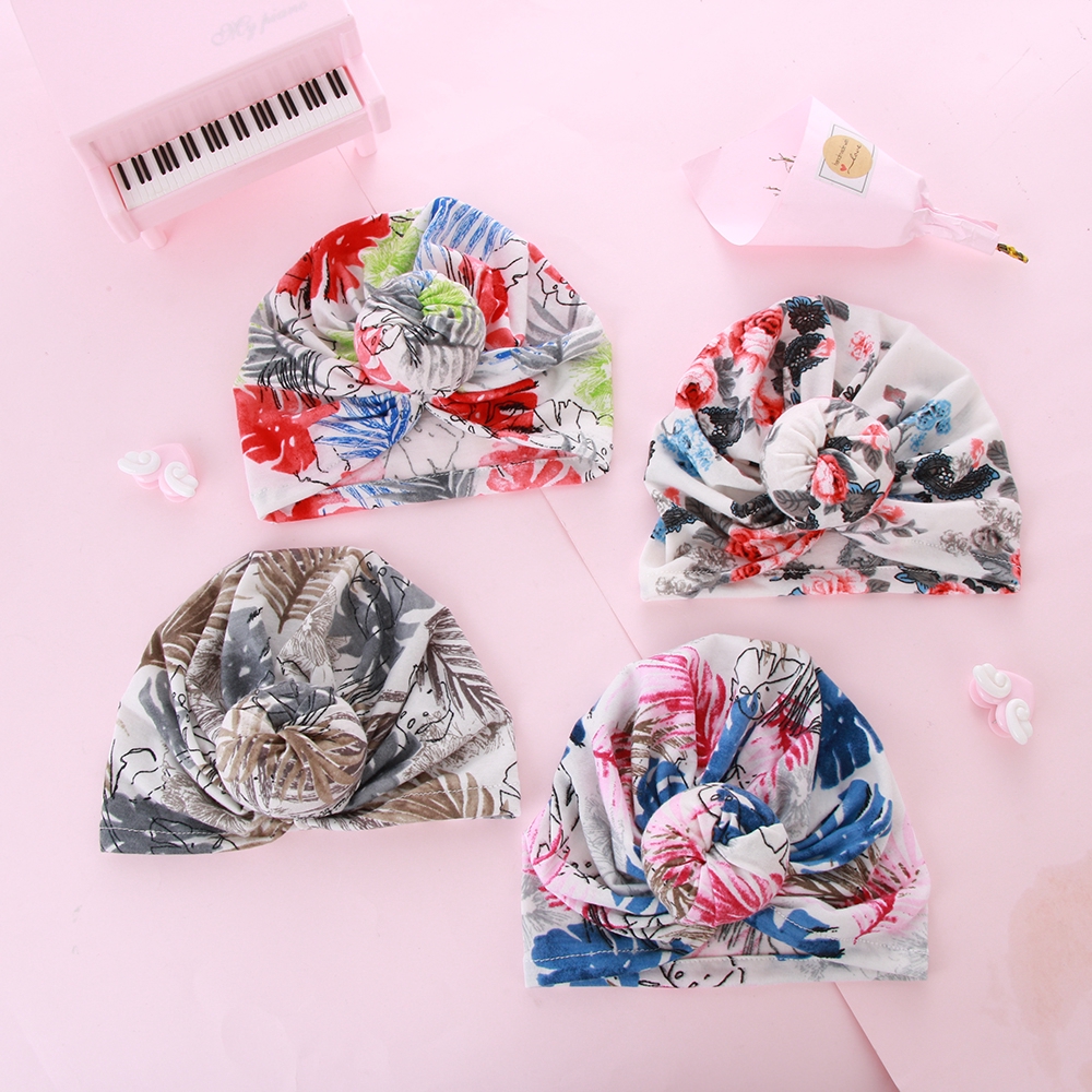 Mũ Turban Thắt Nơ Chất Liệu Cotton Mềm Co Giãn Cho Bé Trai Và Gái