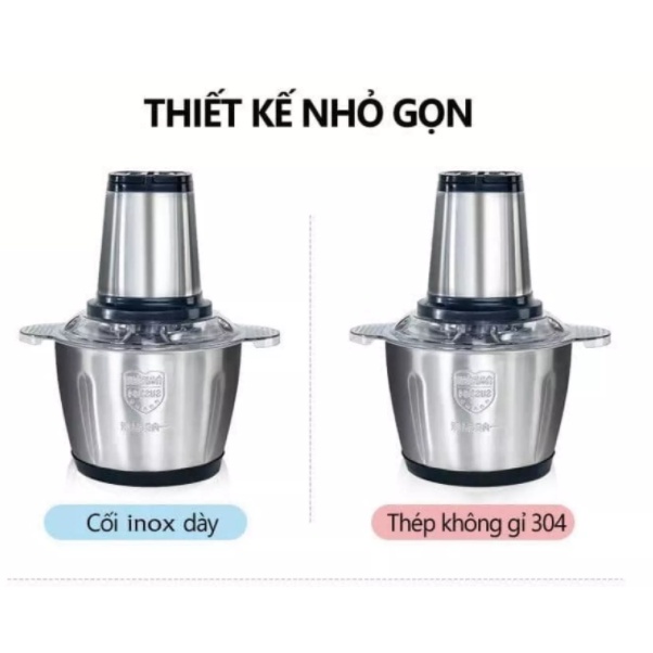 Máy Xay Thịt Xay Thực Phẩm Đa Năng Cối 2L Dao 4 Lưỡi