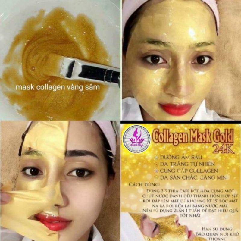 100g mặt nạ dẻo collagen vàng sâm 24k handmade đắp mặt trắng da mờ nám