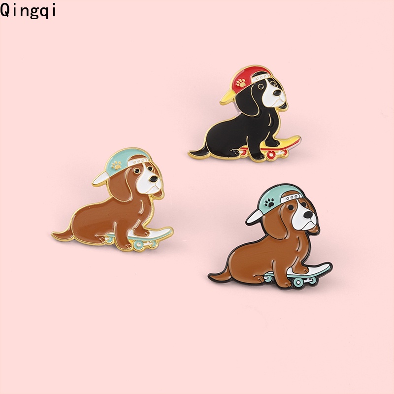 Ghim cài áo Miss Zoe hình chú cún trượt ván thời trang cá tính