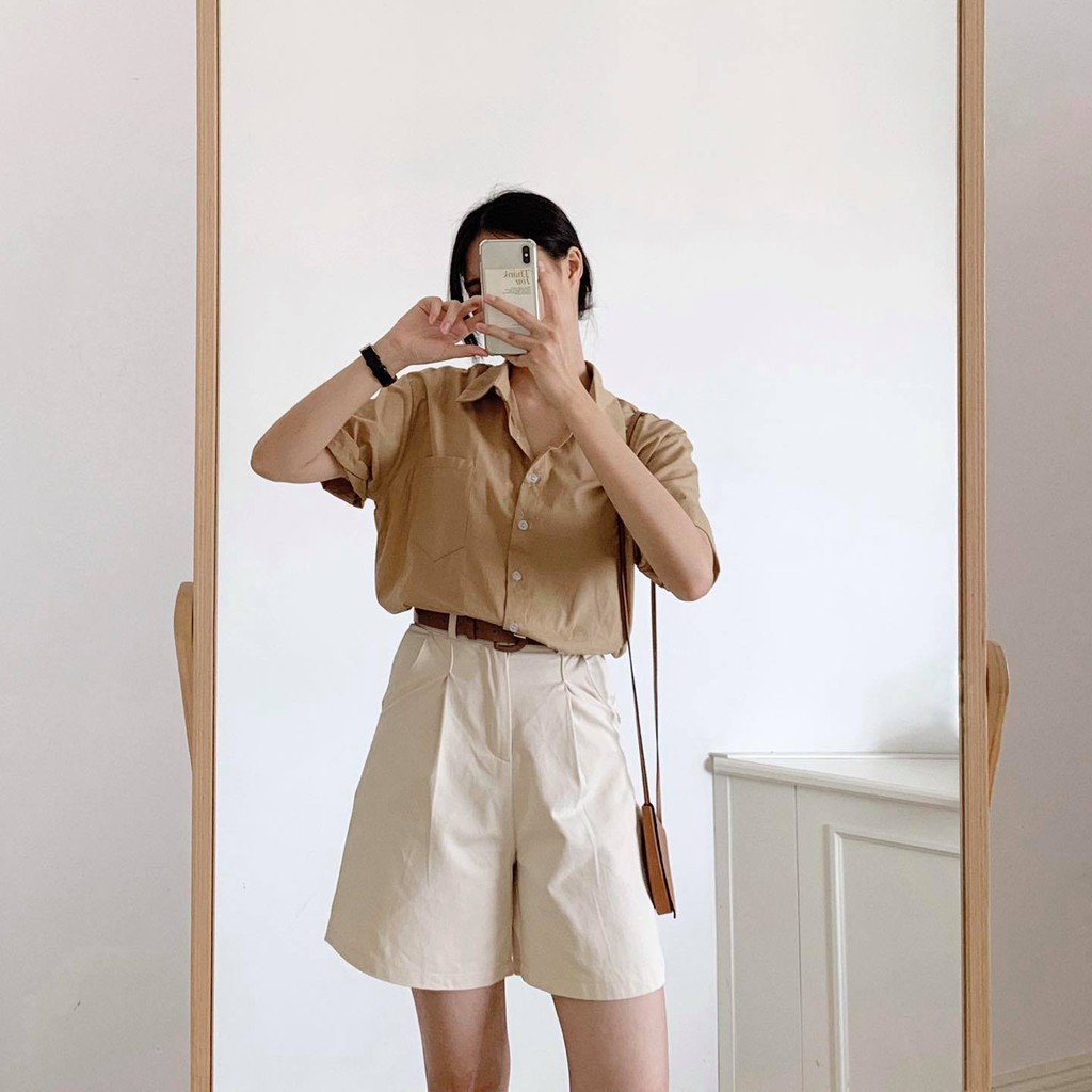 [Mã WASKT304 giảm 15% tối đa 30K đơn 99K] Áo sơ mi cộc tay túi ngực_A0151