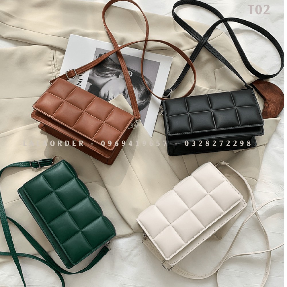Túi da PU ô vuông Hàn Quốc basic T02 - LALA ORDER