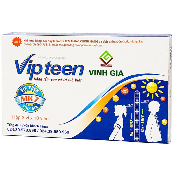 Vipteen Vinh Gia - Phát Triển Chiều Cao Và Hỗ Trợ Hạn Chế Nguy Cơ Còi Xương, Thấp Còi Ở Trẻ - Giá Tốt